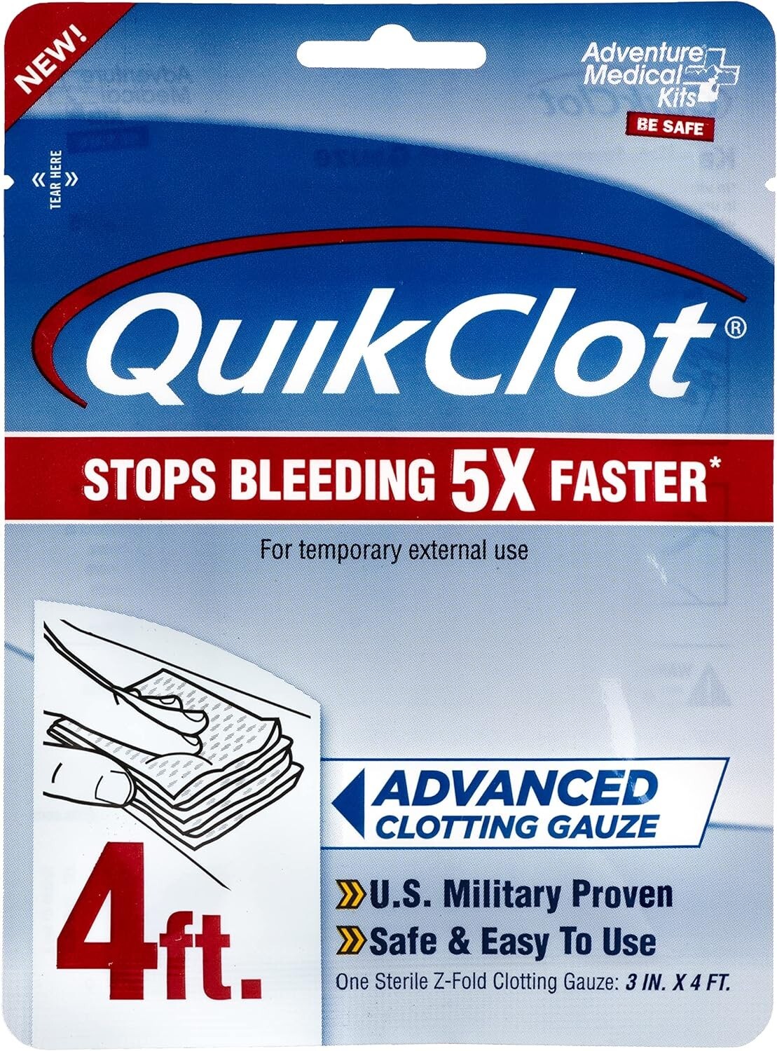 QuikClot Advanced Clotting Gauze – 3 x 48 in 3″ in x 4 ft Adventure Medical Kits