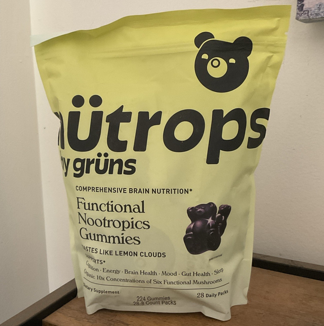 nutrops Mygrüns Nootropics Gummies for Brain & Cognitive Health, Lemon, 224