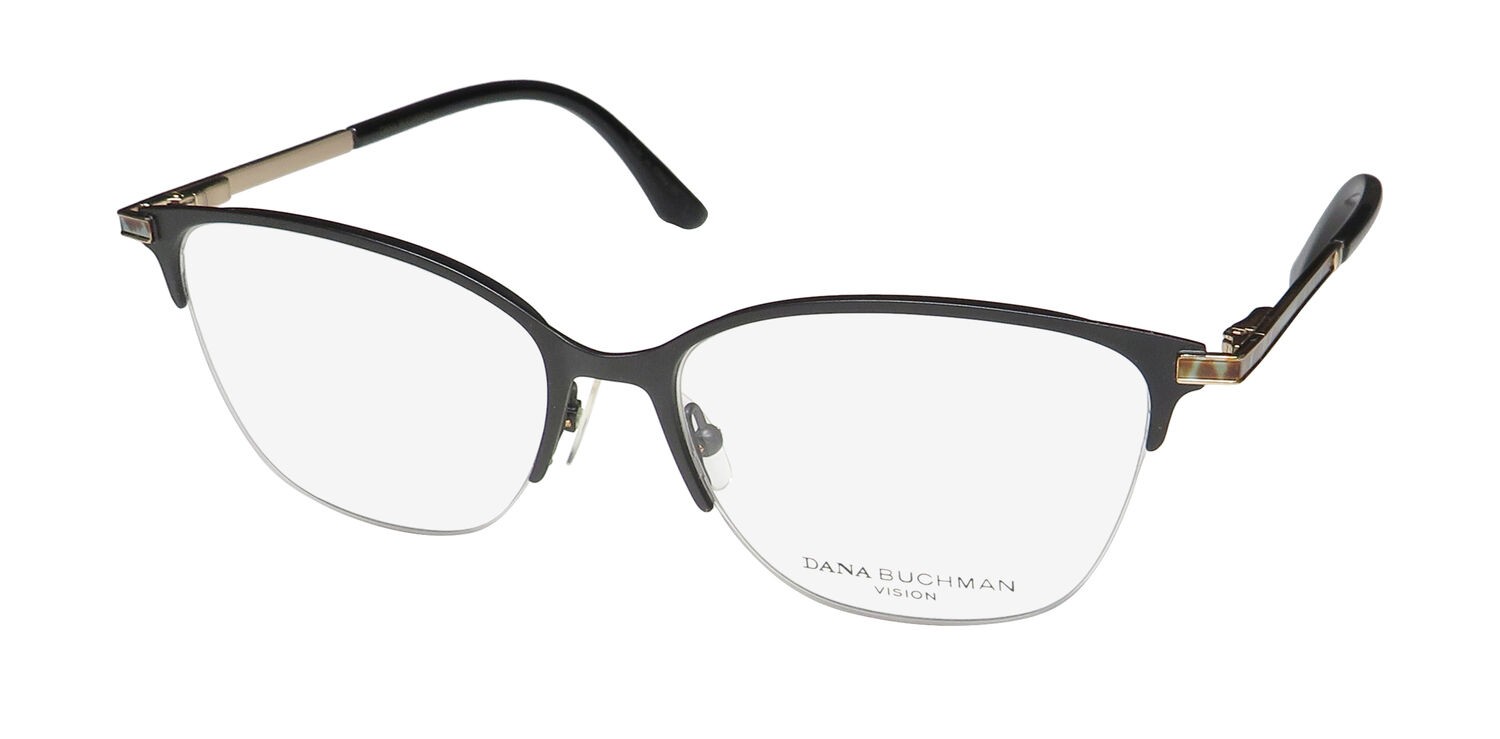 NEW DANA BUCHMAN JORDAN EYEGLASS FRAME 54-16-140 HALF-RIM WOMENS CAT EYE BLACK