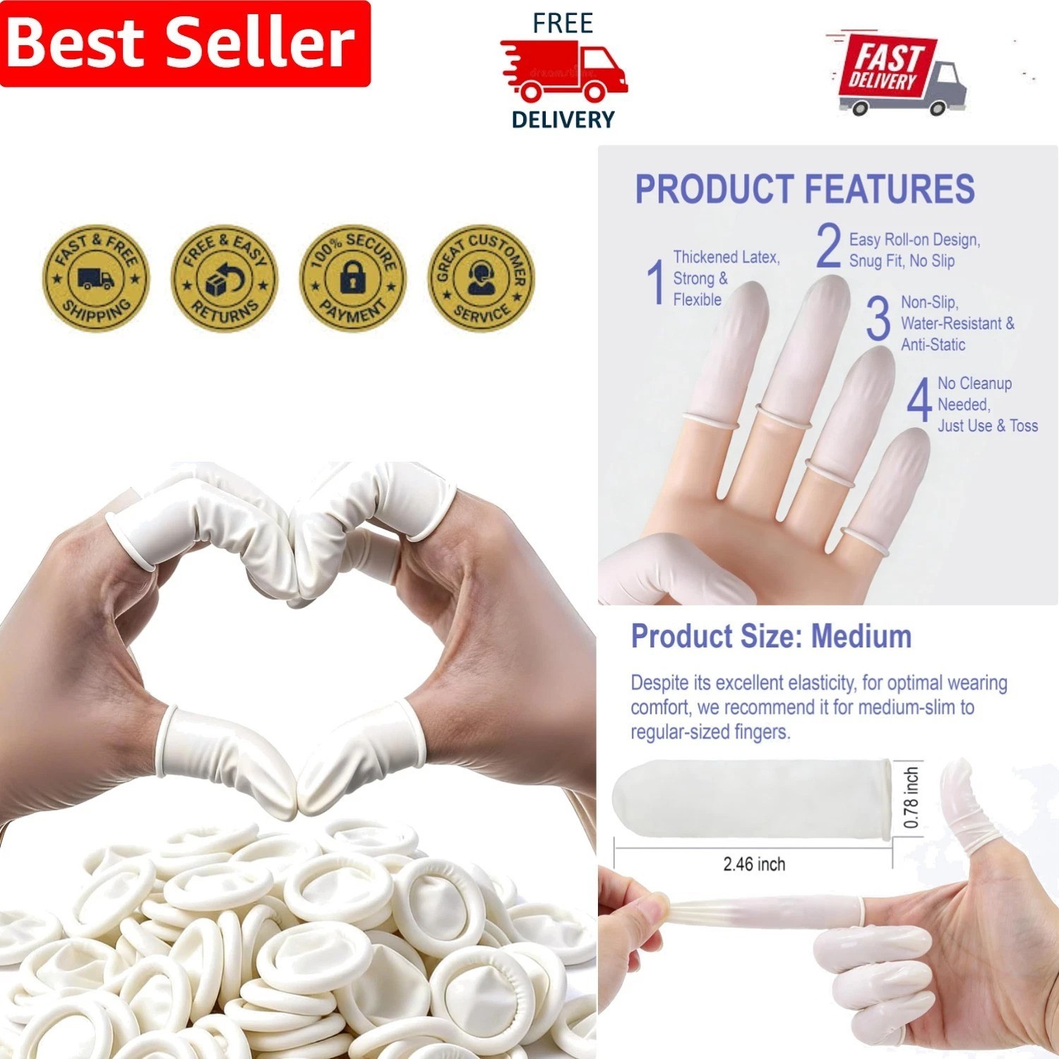 Anti-Slip Waterproof Finger Protectors – 105 Pack for Electronics & Beauty