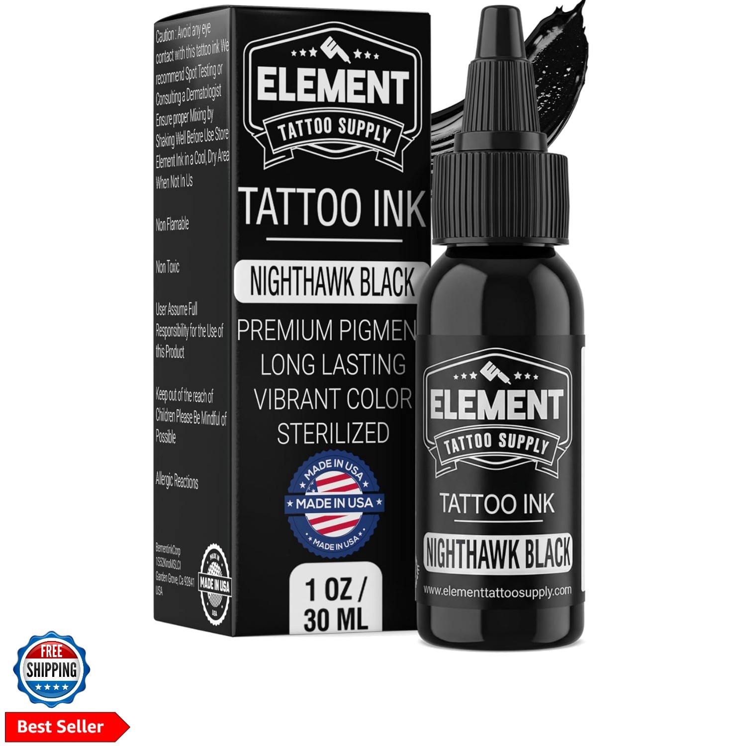 Nighthawk Black Tattoo Ink 1oz | Professional Ultra Dark High Pigment Lining …