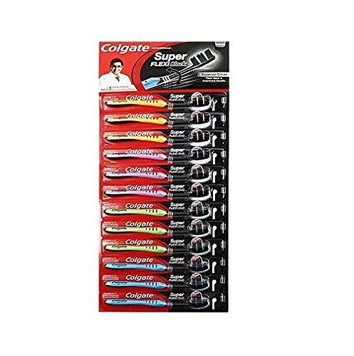 12 x Colgate Super Flexi Charcoal Toothbrush Soft Bristles | Adult Manual