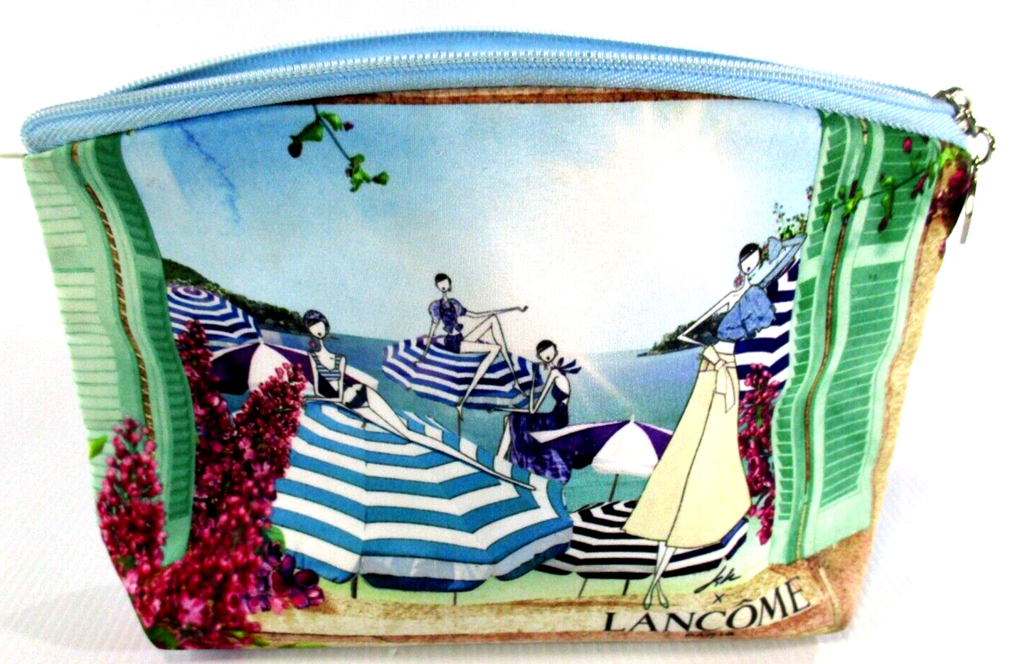 Lancome Paris Toiletries Bag Small Multicoloured Rose Zipper 22cm x 14cm VGC