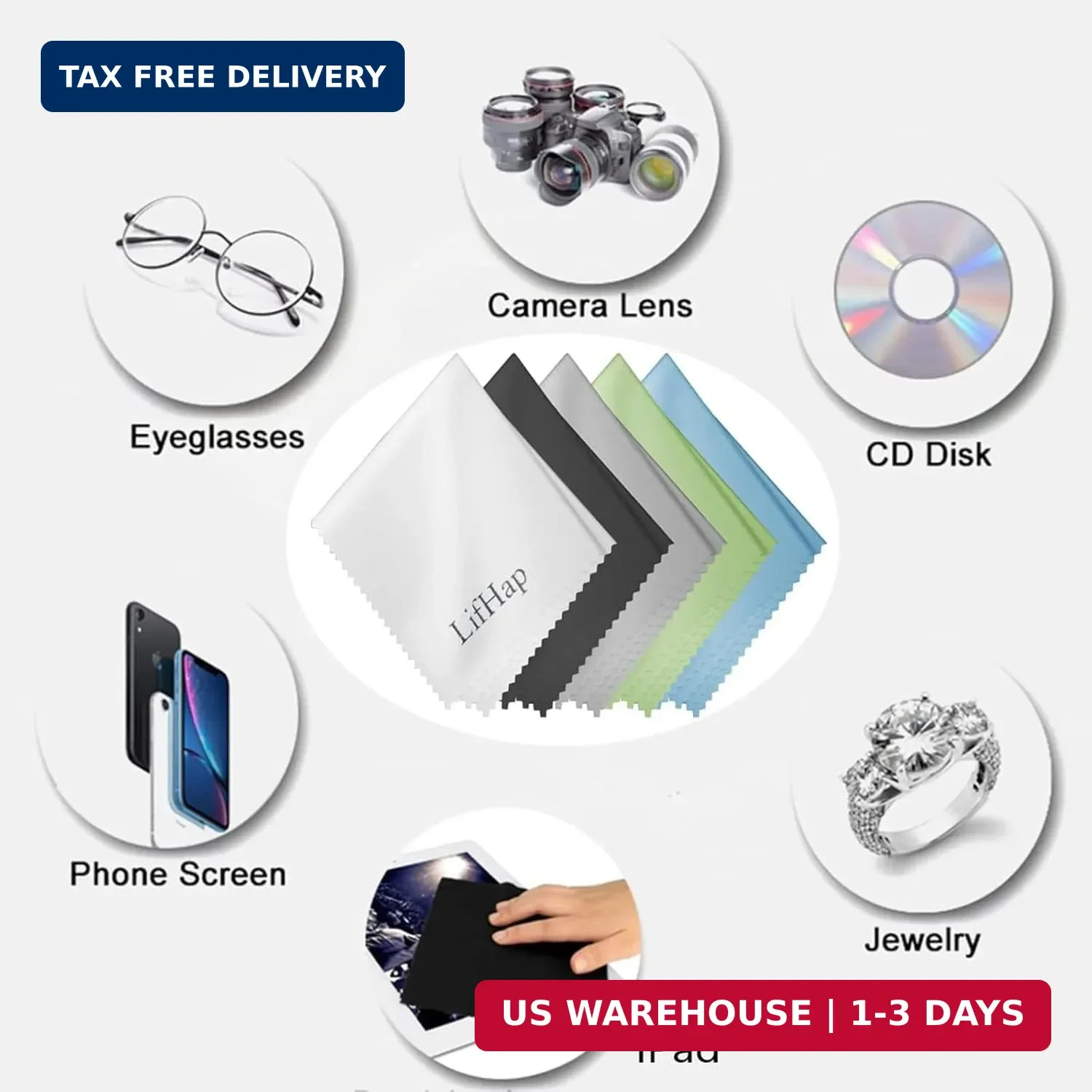 15 Pack Microfiber Lens Cleaning Cloth Eyeglasses Phone Screen Camera Wipes Soft
