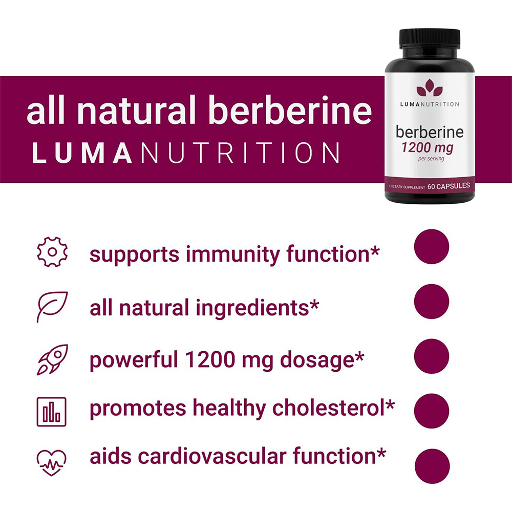 Premium Berberine HCL Extract 1200mg, Healthy Cholesterol, Anti-inflammatory