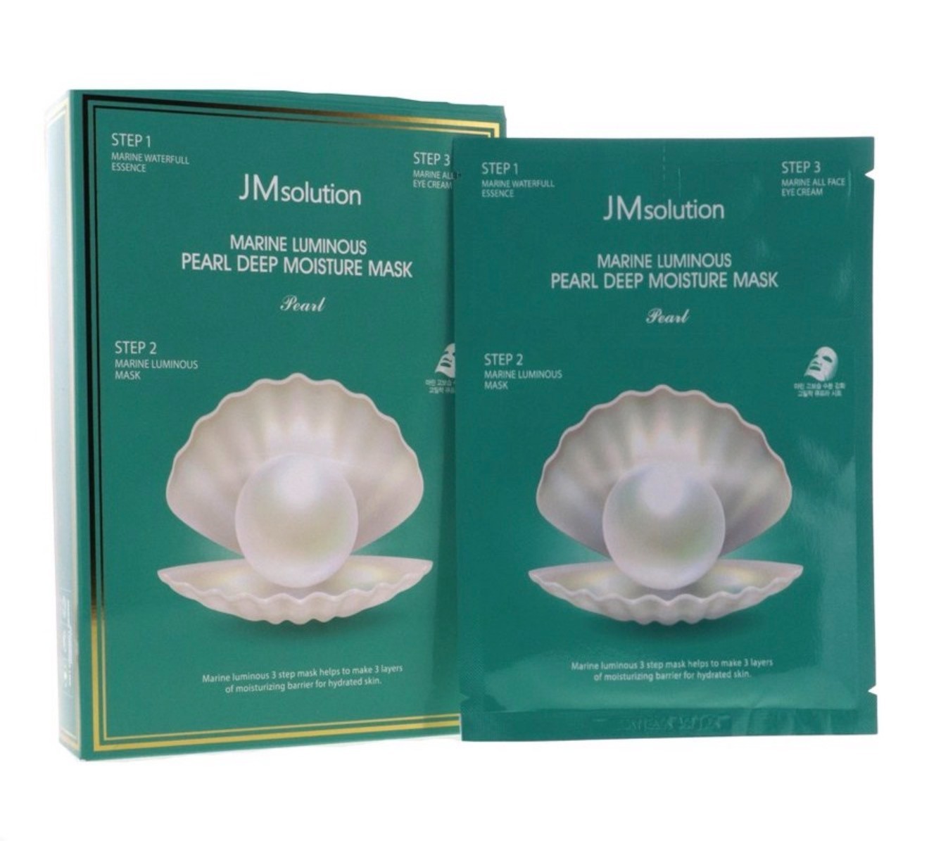 JM Solution Marine Luminous Pearl Deep Moisture Mask, Pearl, 10pcs