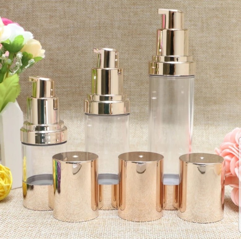 3-Pack Airless Pump Bottles- Gold – 3 Sizes – 0.5oz. 1oz. & 1.7oz. (15/30/50ml)