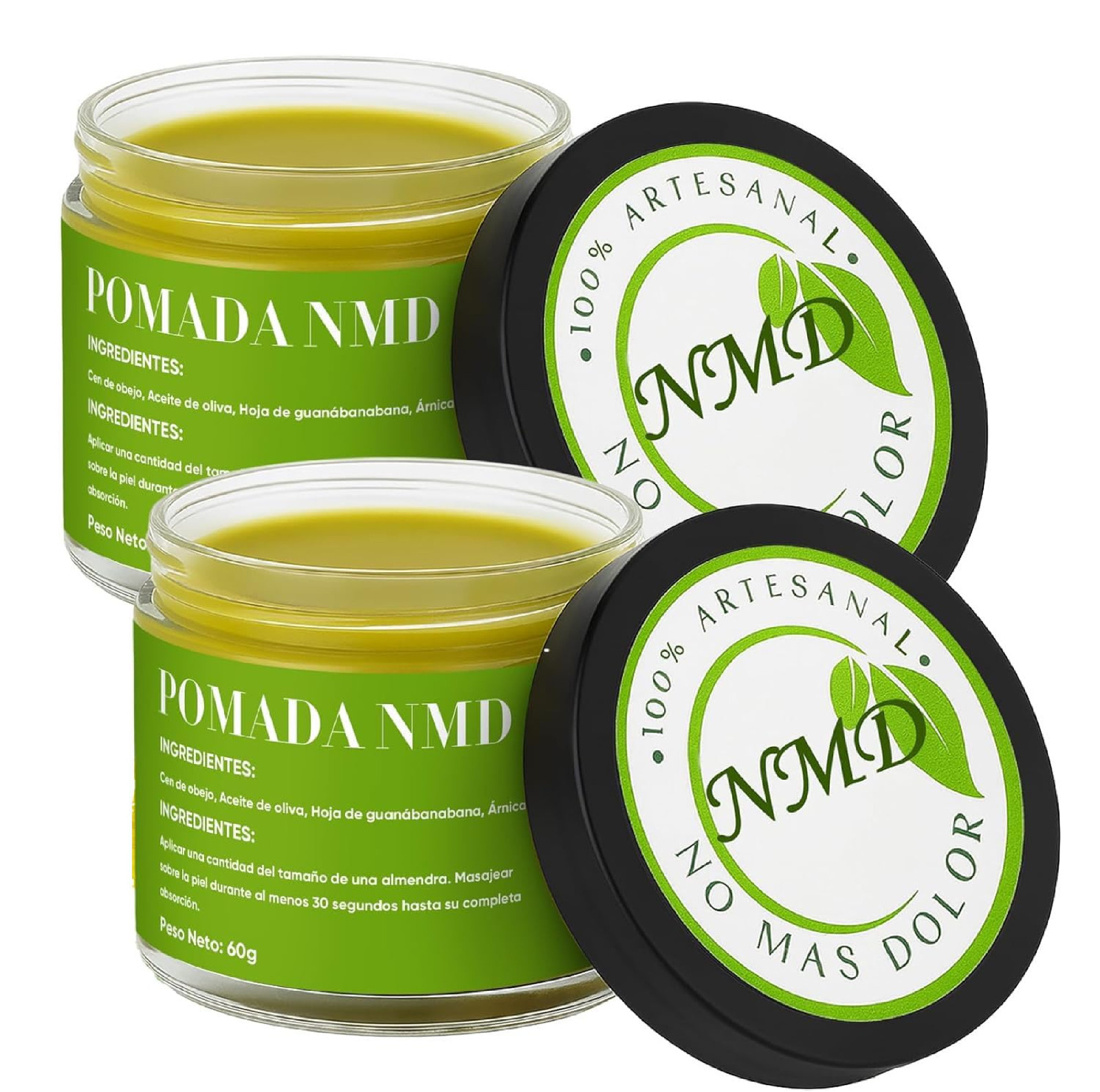 2PCS Pomada NMD,Natural Herbal Artesanal Cream, with Arnica,Olive Oil, Soursop L