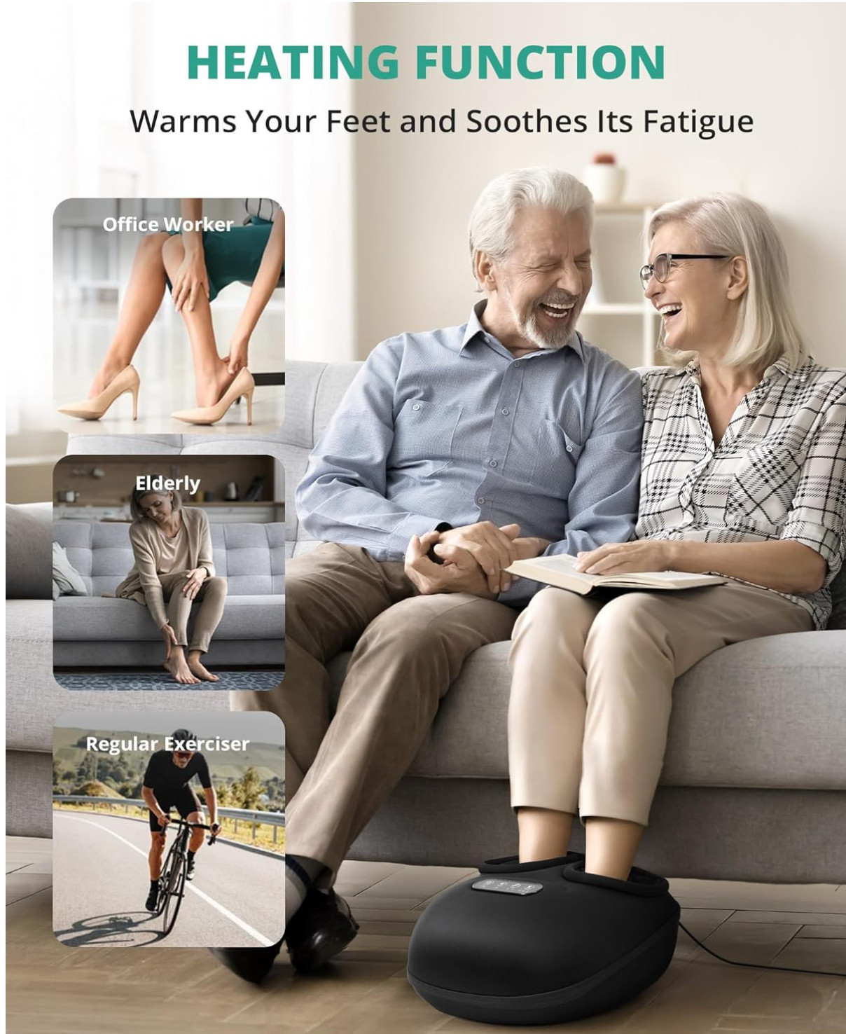 Foot Massager Machine with Heat Rolling Deep Kneading, Shiatsu Foot Massager 13″