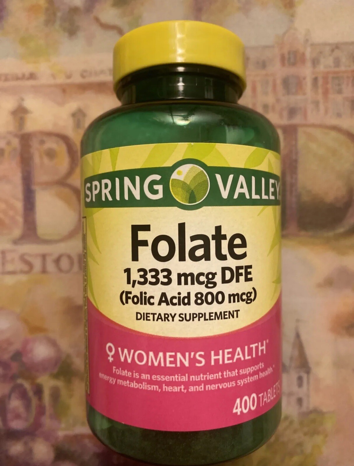 Spring Valley FOLIC ACID 800 mcg Supplement FOLATE 1333 mcg Pills 400 ct~06/2028