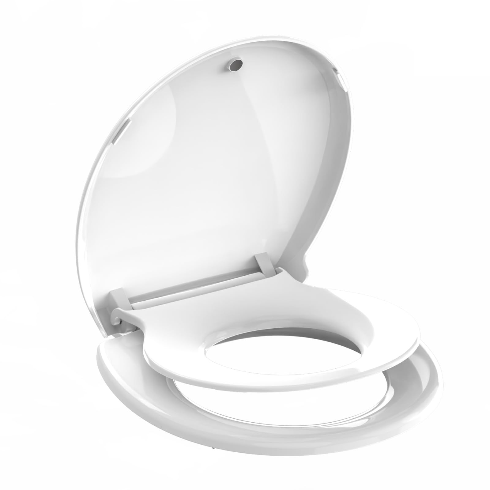 Round Toilet Seat with Built-In Toddler Seat, 2-in-1 toddler seat, White