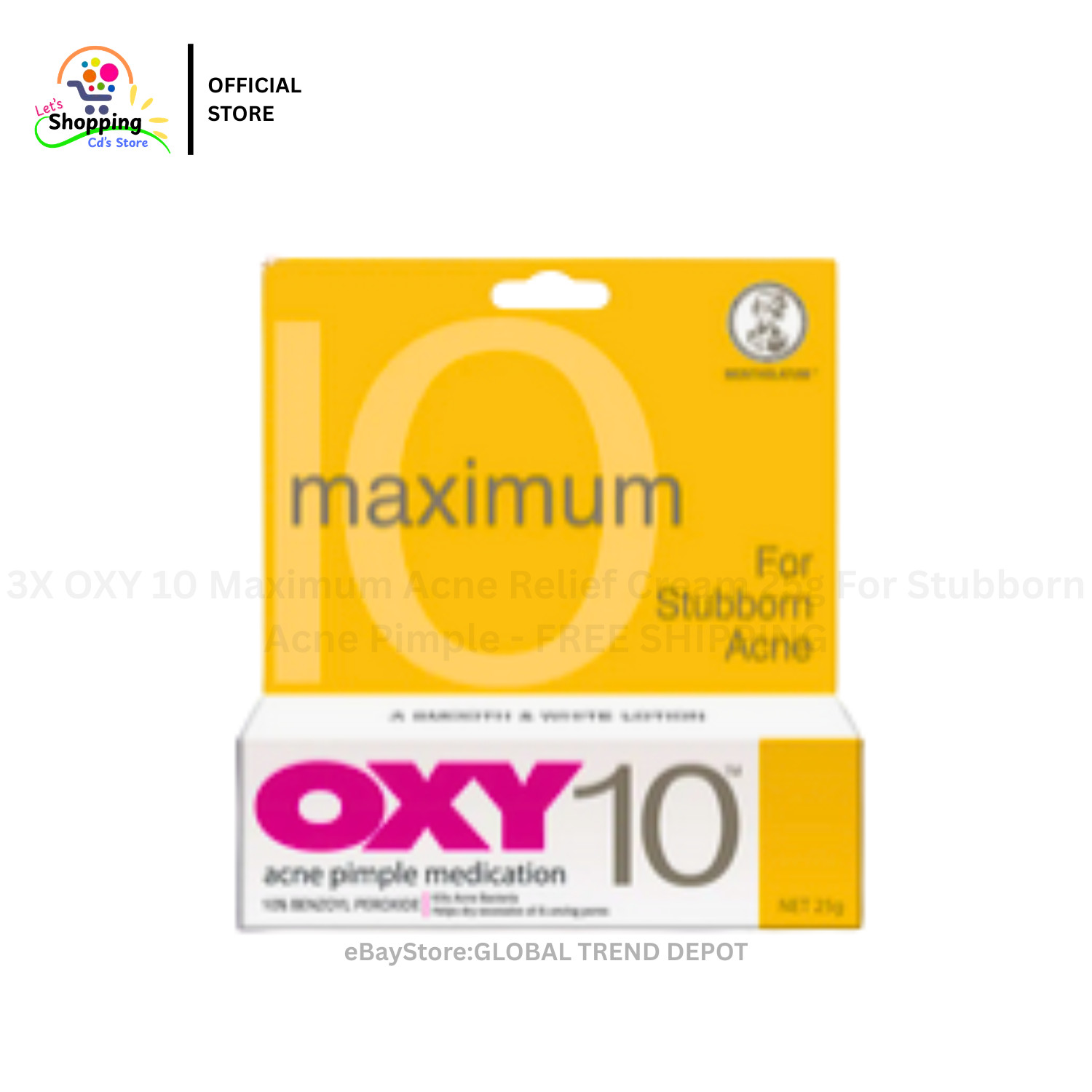 3X OXY 10 Maximum Acne Relief Cream 25g For Stubborn Acne Pimple – FREE SHIPPING