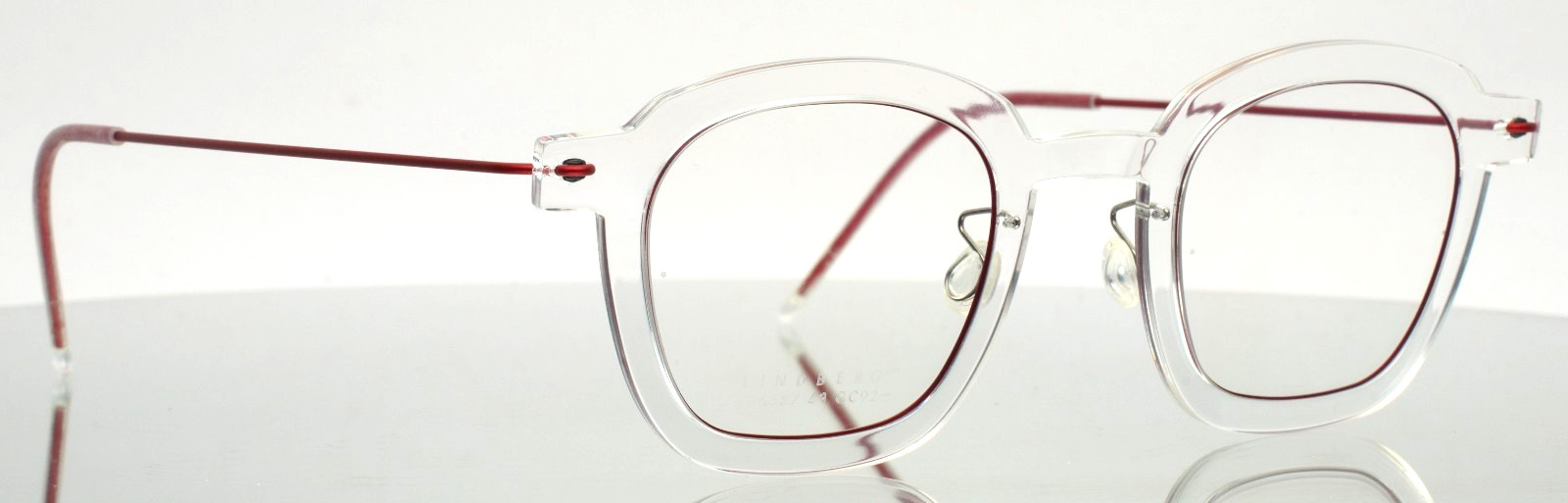 LINDBERG n.o.w. 6587 U33 Clear Red Unisex Square Eyeglasses 43-23-150 B:36