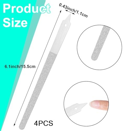 4 PCS Diamond Deb Nail File Double Sided Fingernail Files Stainless Steel Nail