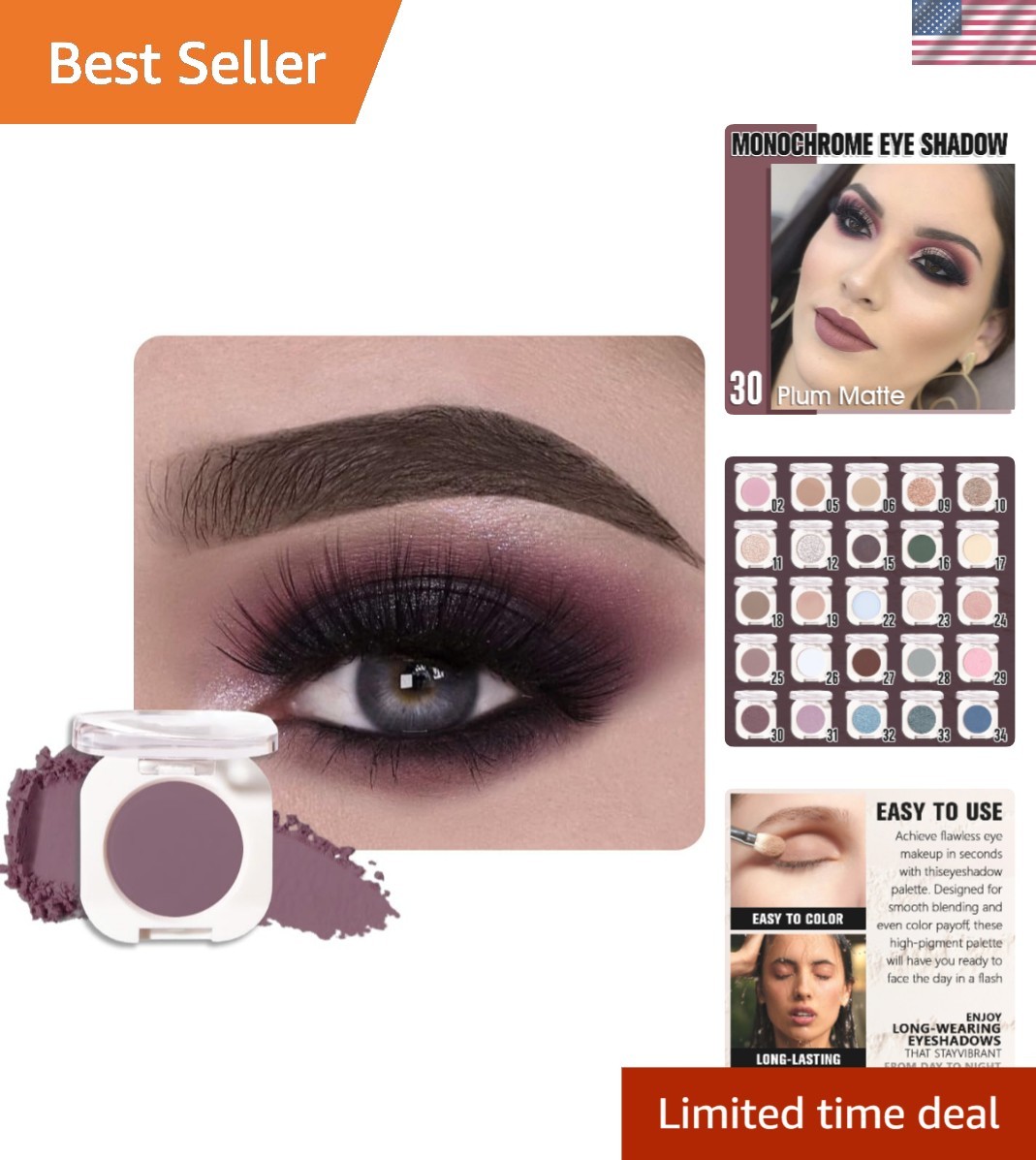 Shimmery Plum Eyeshadow – Lightweight, Waterproof & Buildable Coverage