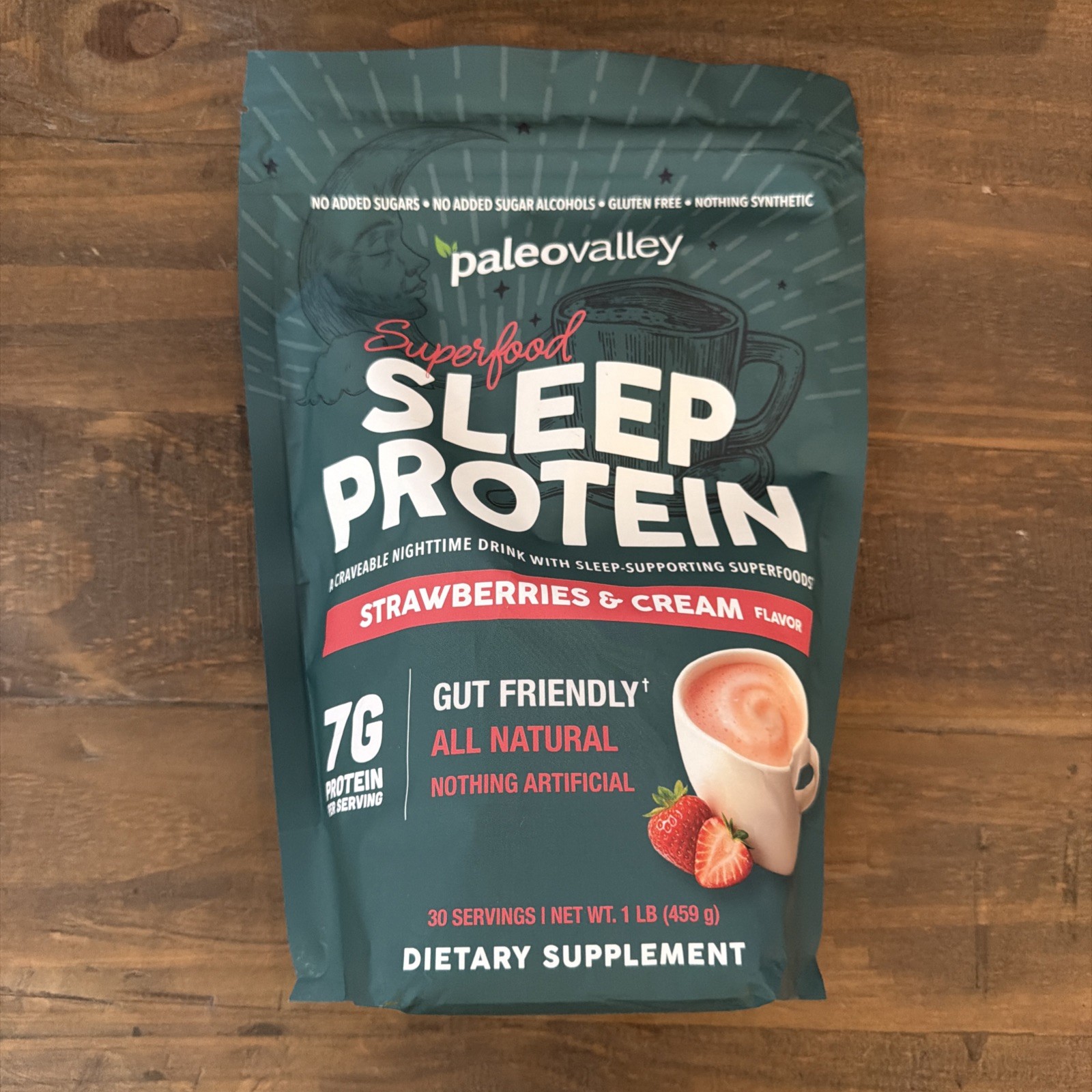 Paleo Valley Sleep Protein Powder Strawberry Cream Nighttime Recovery Drink