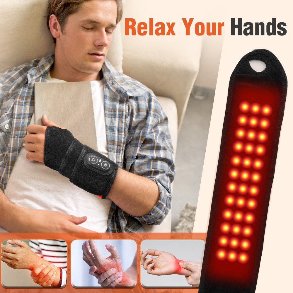 Electric Infrared Heated Wrist Wrap Brace Hand Massage Vibration for Pain Relief