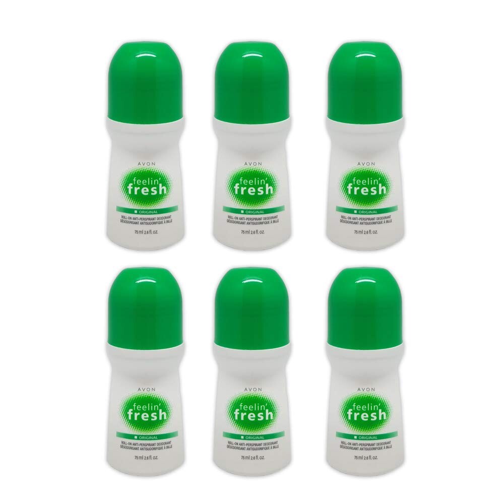 Avon FEELING FRESH Roll on Deodorant Antiperspirant 2.6 fl oz. (6 Pack)