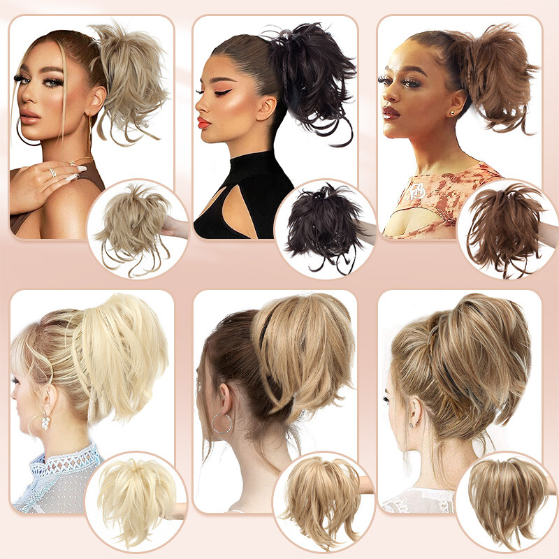 Short Claw Ponytail Piece Clip in on Pony Tail Hair Extensions Real as Human US