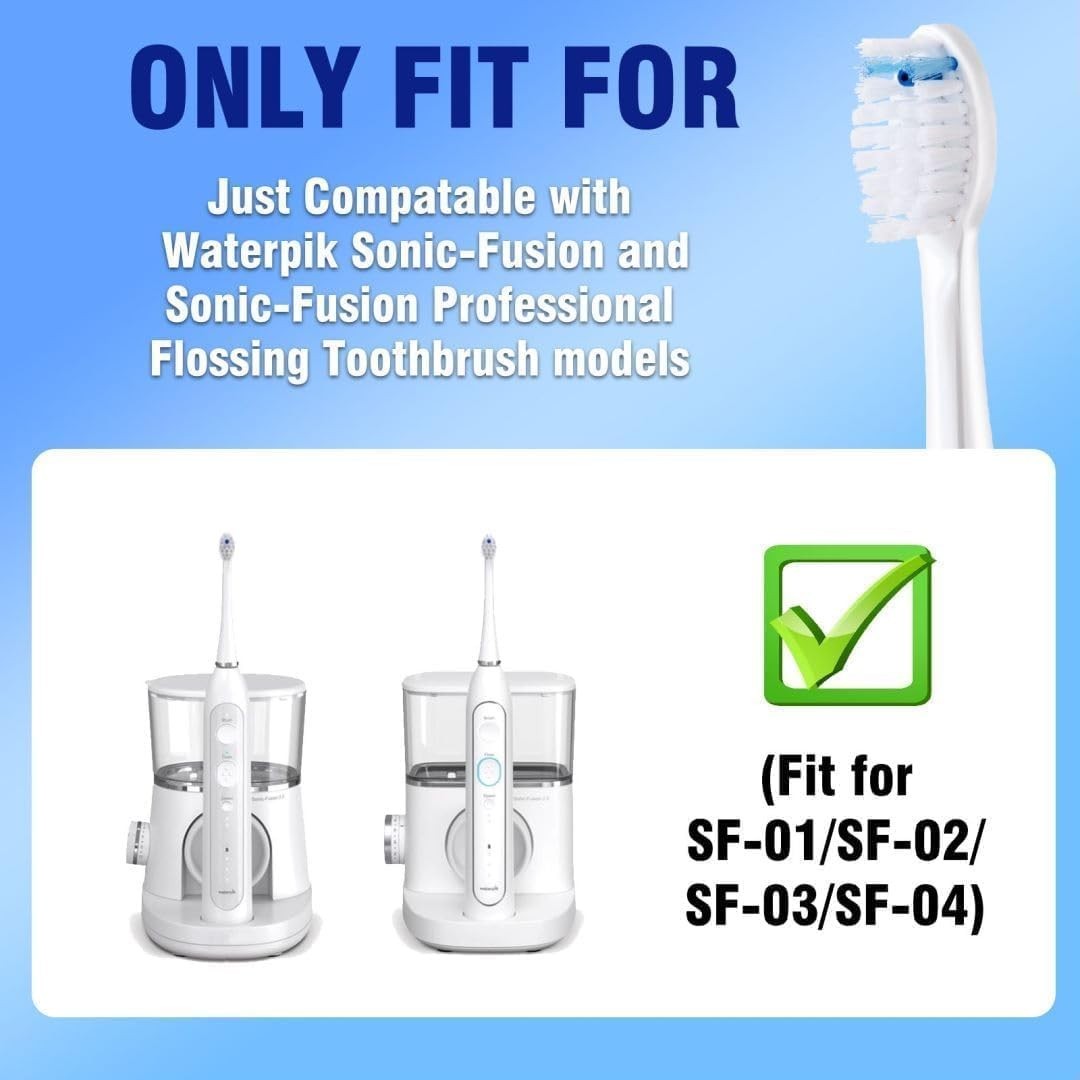 Replacement Brush Heads for Waterpik Sonic-Fusion 2.0 Flossing Toothbrush Heads