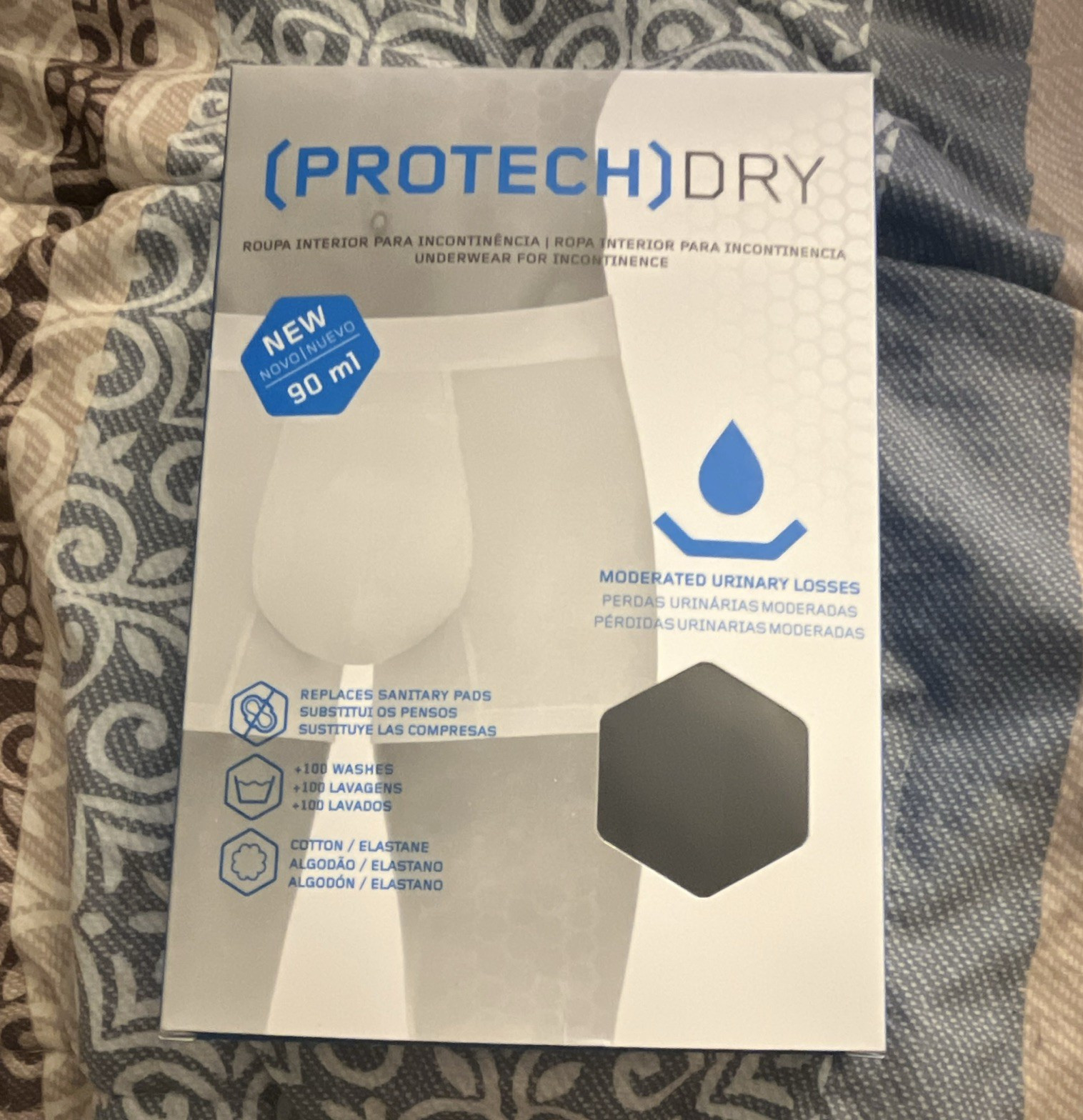 Protech Dry Men’s Incontinence Underwear XL Black 90ml Washable Reusable