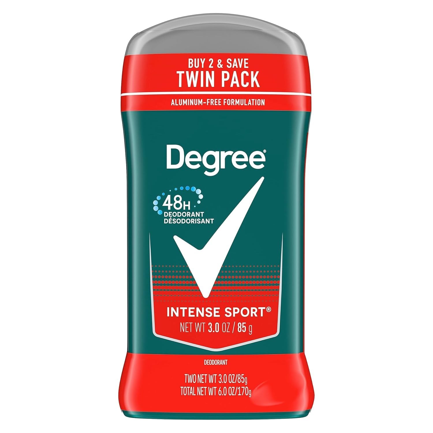 Degree Men Original Protection Deodorant Intense Sport 2 Count 48-Hour 3 oz