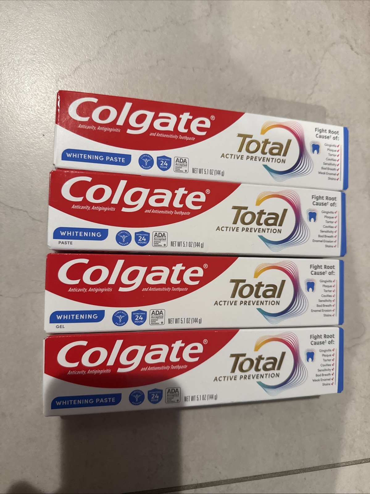 Colgate Total Whitening Toothpaste, 10 Benefits, 5.1 oz, Freshens Breath