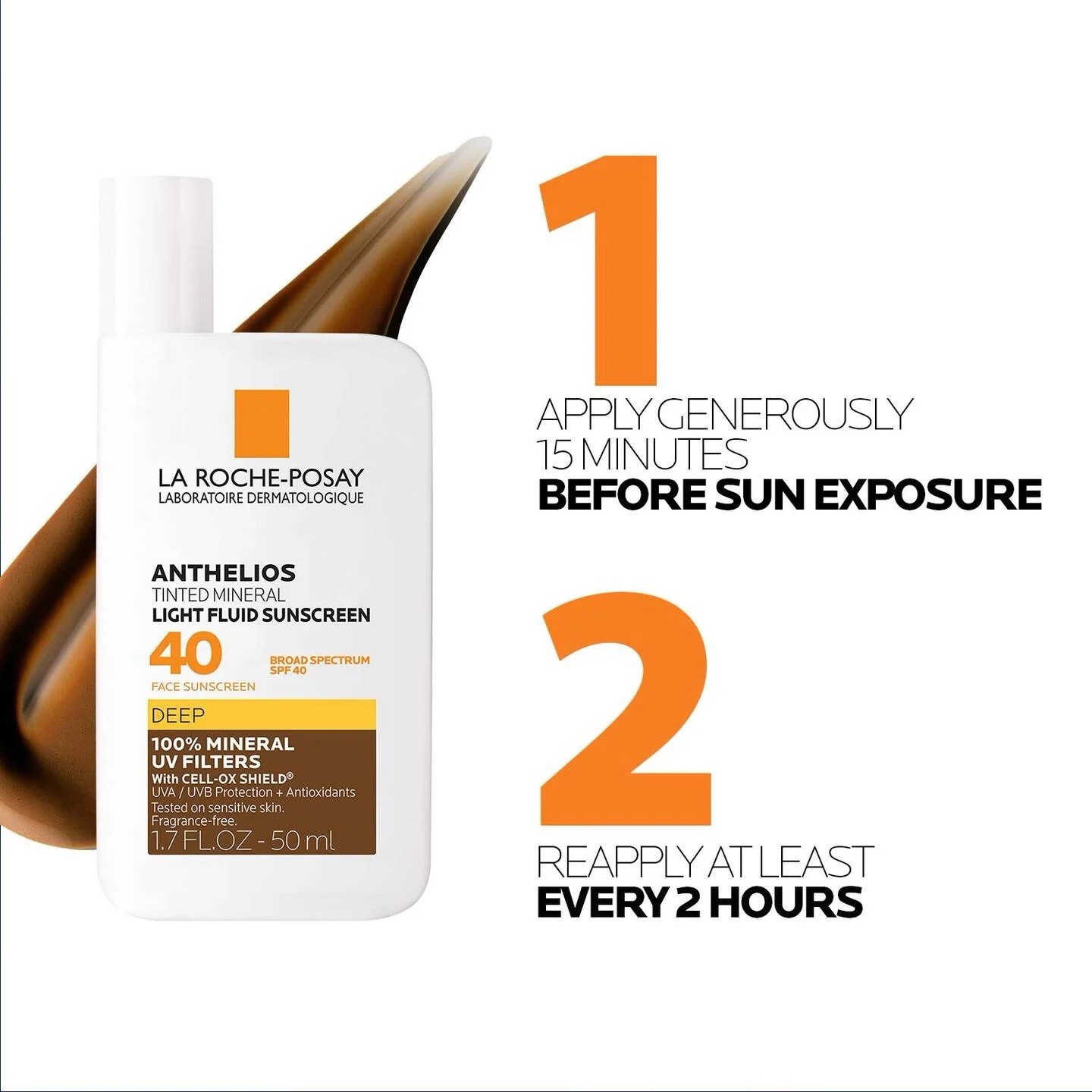 La Roche-Posay Anthelios Mineral Tinted Face Sunscreen 40 SPF, Deep, EXP. 4/27