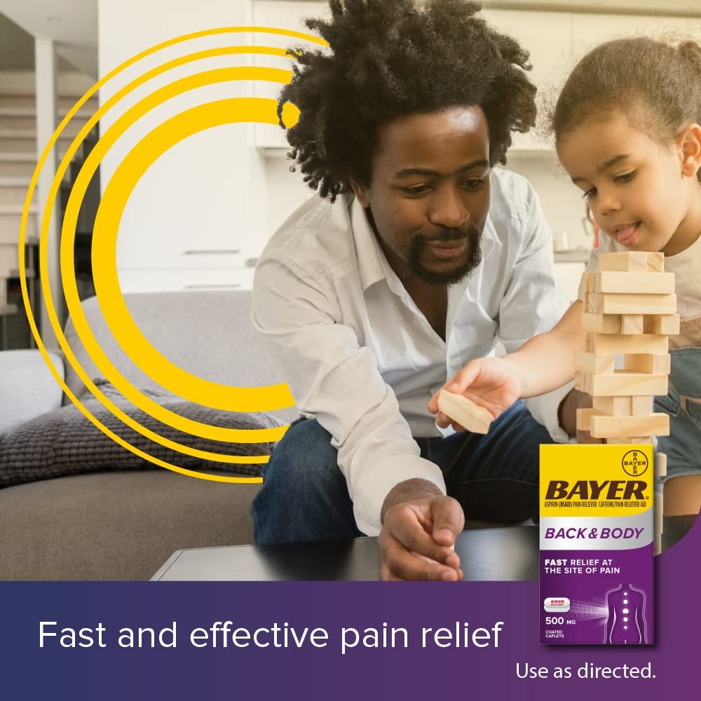 Bayer Back & Body 500mg Aspirin Plus Caffeine 200 Count (Pack of 1), White