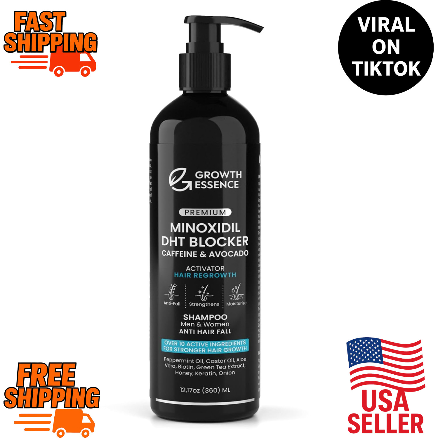 Biotin & Castor Oil Hair Growth Shampoo 12.7 fl oz Thicker Fuller Hair