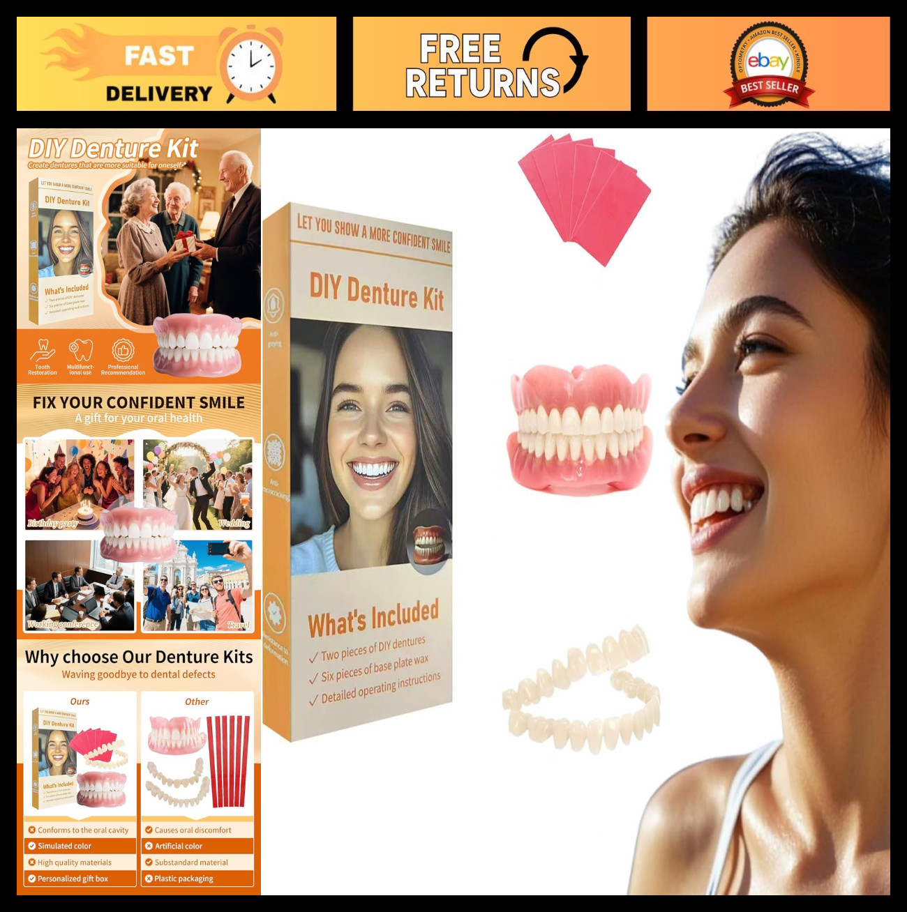 DIY Full Set of Top & Bottom Dentures – Create Your Perfect Smile at Home