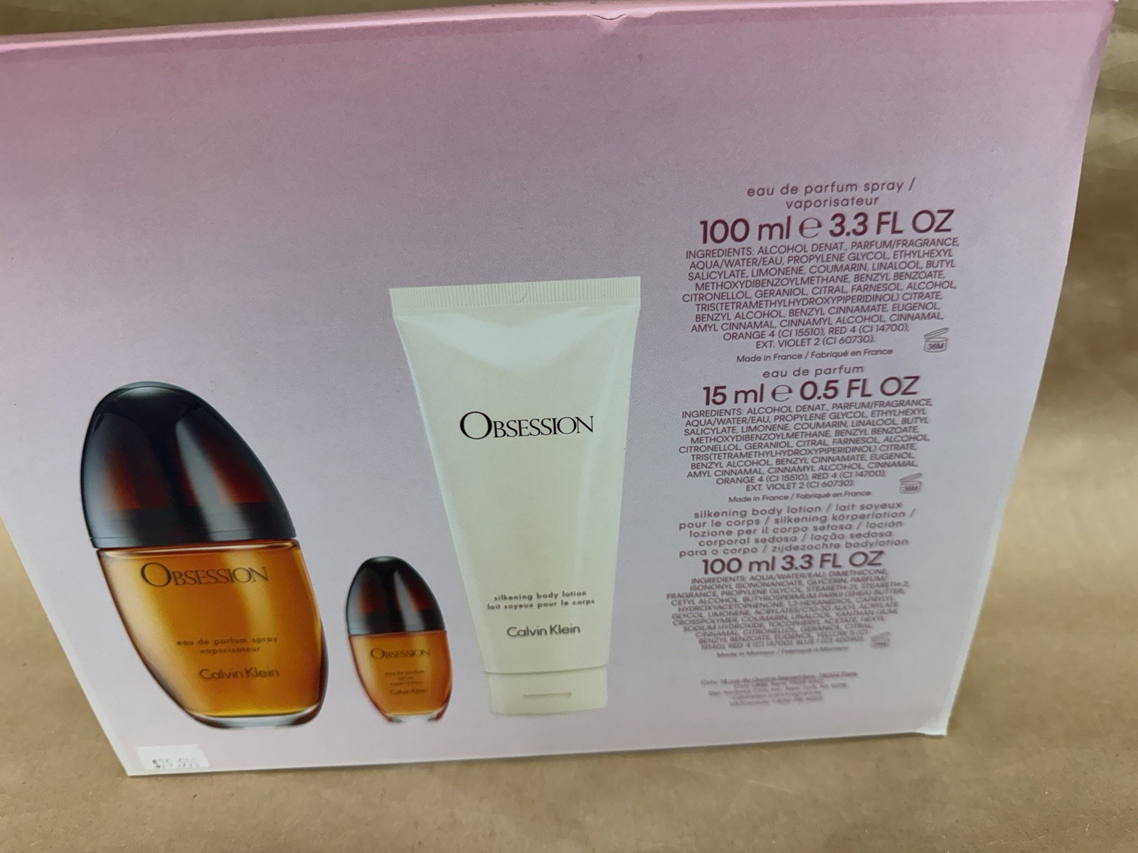 Calvin Klein Obsession Eau de Parfum 3.3 oz & Body Lotion 3 Pcs Set For Women