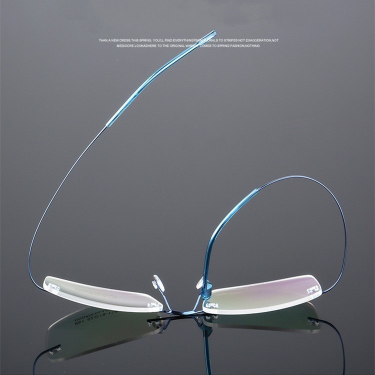 Metal Rimless Eyeglasses Frame Business Super Elastic Temples Unisex Eyewear