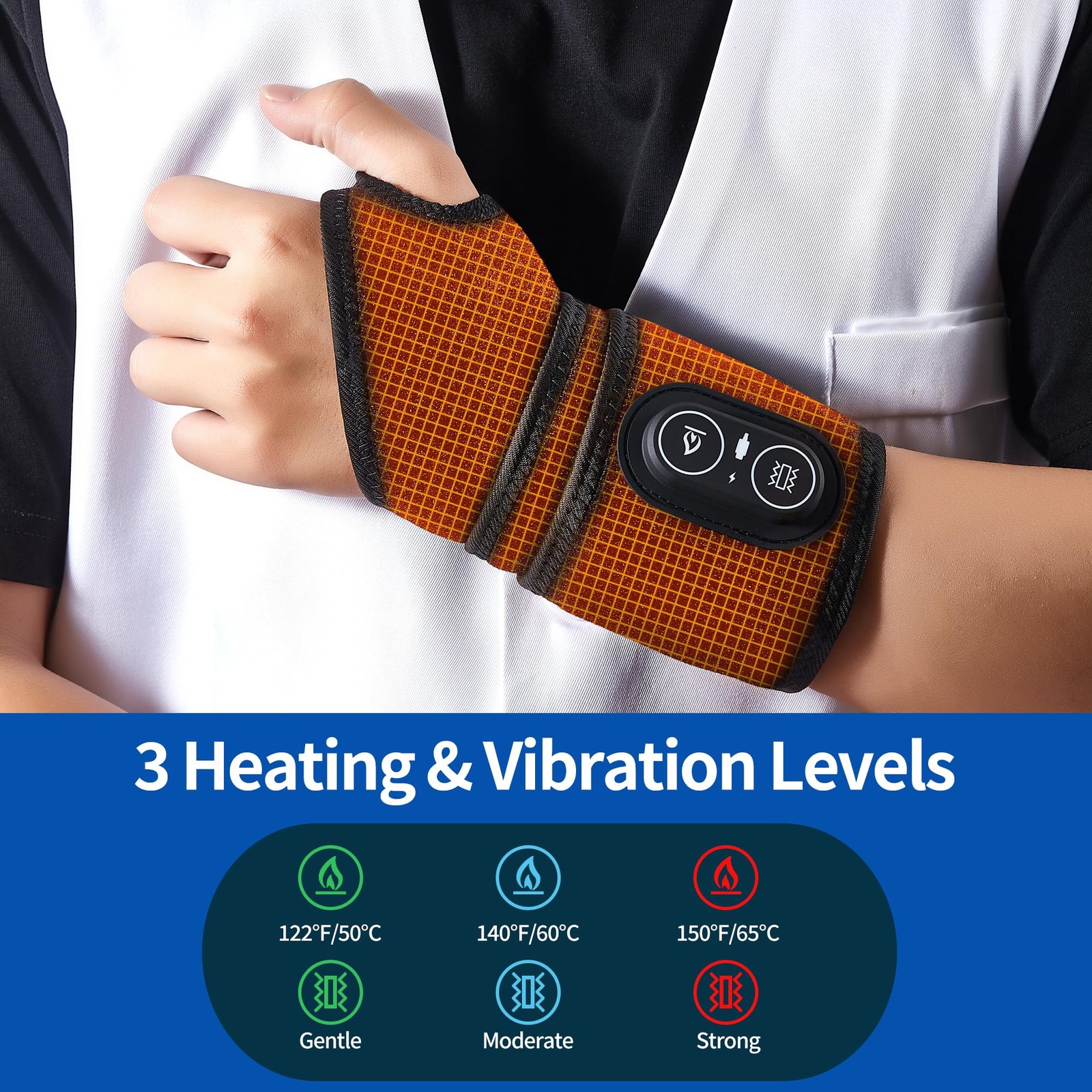 Red Light Cordless Wrist Heating Pad Massage for Carpal Tunnel with 3000mAh B…
