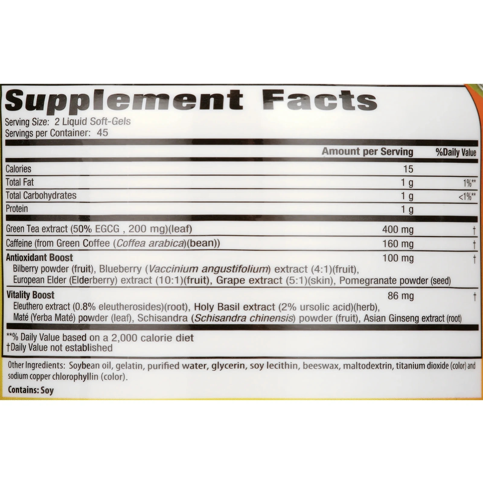 Green Tea Extract Supplement 90 Softgels for Metabolism & Antioxidant Support