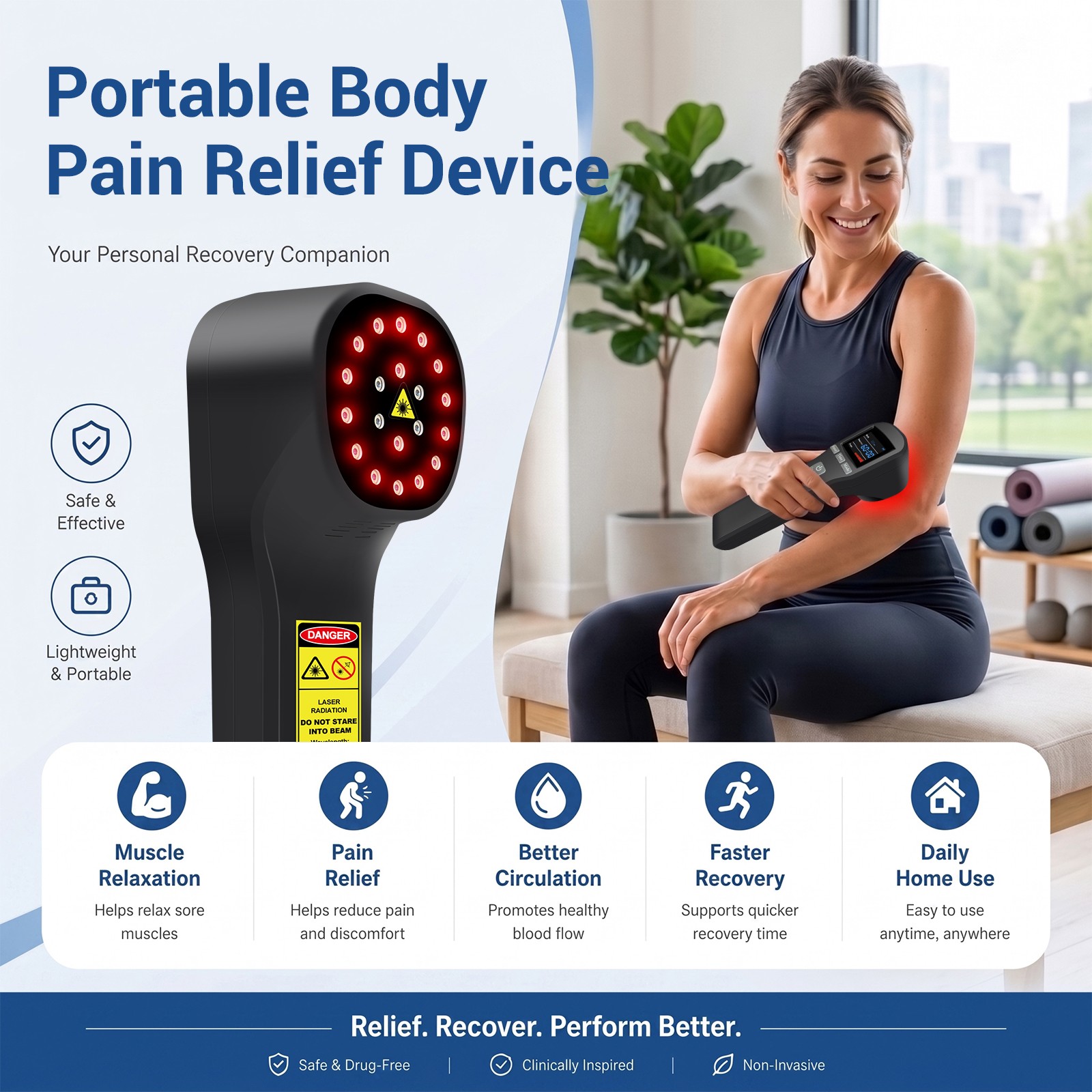 20 Diodes Red Light Laser Therapy Device 650nm 808nm for Back Knee Pain Home