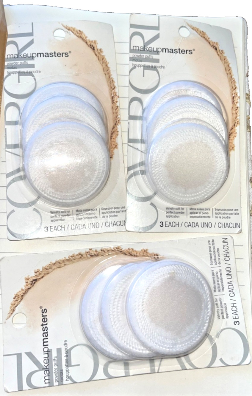 Vintage CoverGirl Makeup Masters Powder Puffs (9) 3 Pack Lot -NOS Factory Sealed