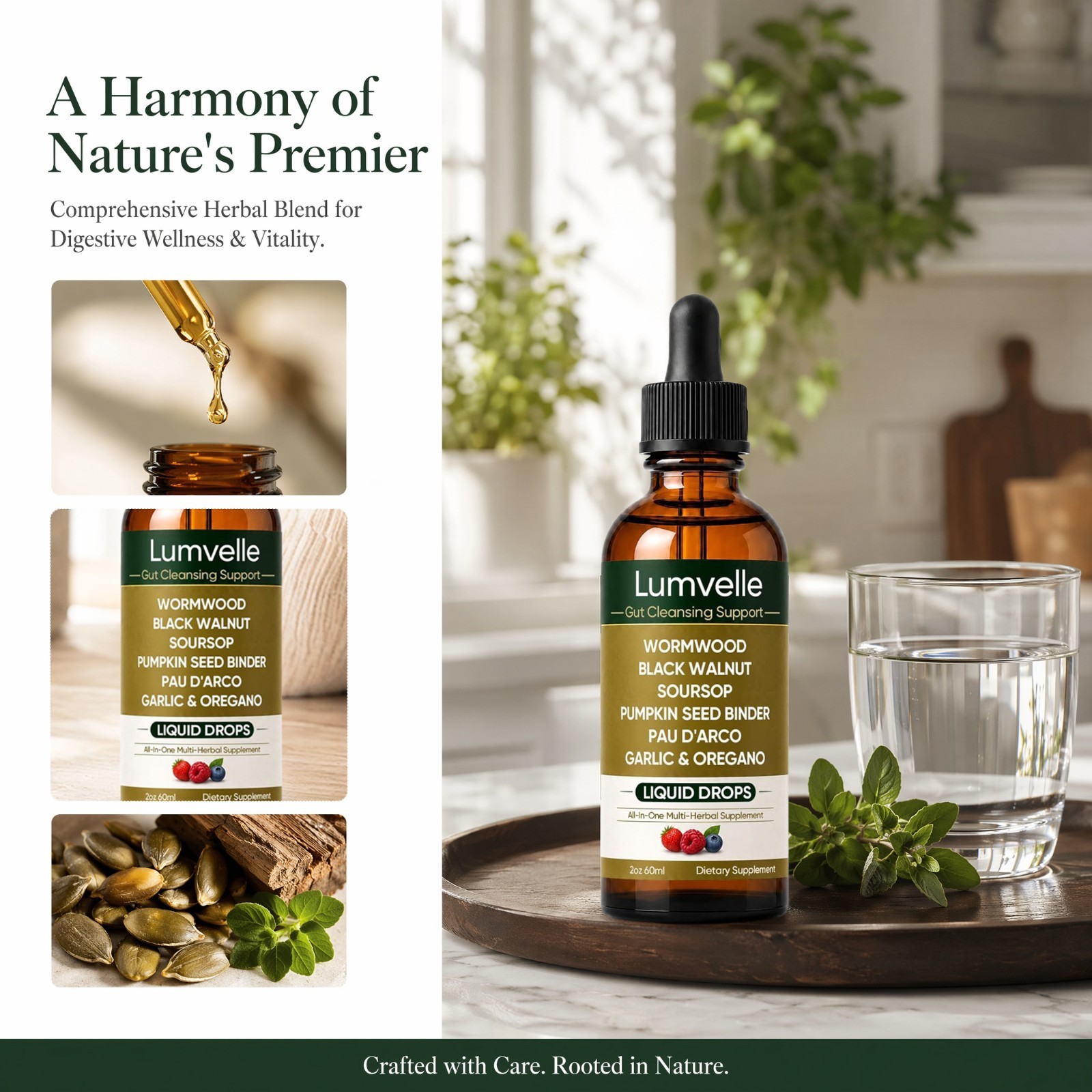 LUMVELLE Wild Harvested Wormwood Herbal Liquid Botanical Supplement Drops