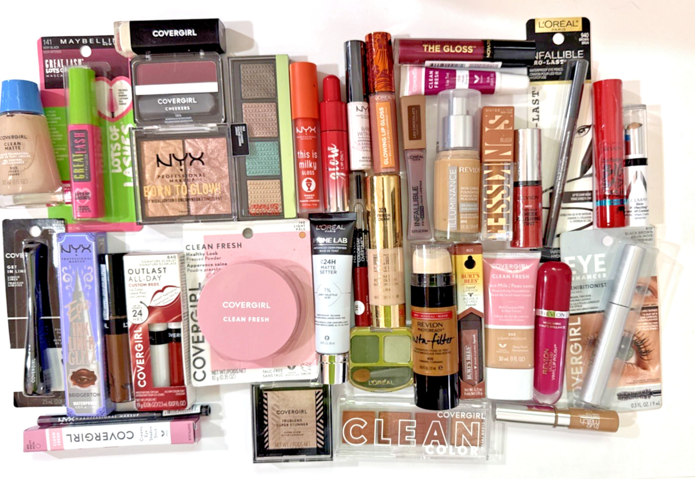25 Piece Name Brand Mixed Makeup Bundle: CoverGirl, Maybelline, L’Oreal, NYX