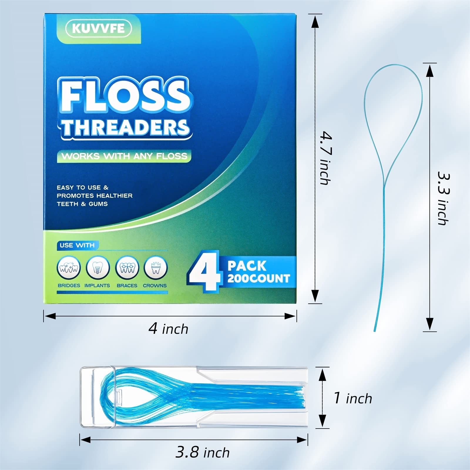 200 Count Simple Dental Floss Threaders for Braces Bridges Implants Crowns…