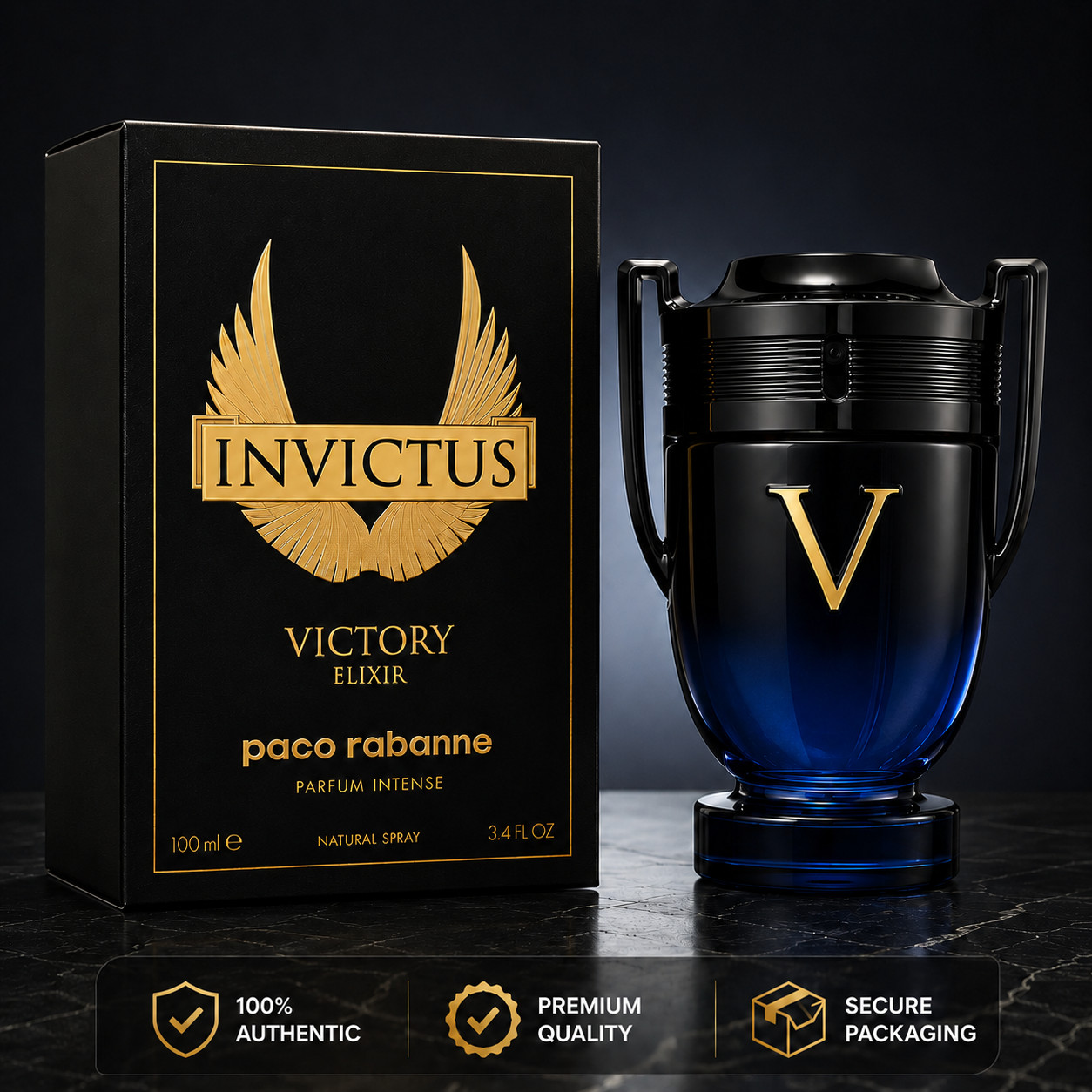 Paco Rabanne Invictus Victory Elixir Parfum Intense 3.4 oz / 100ml for Men New