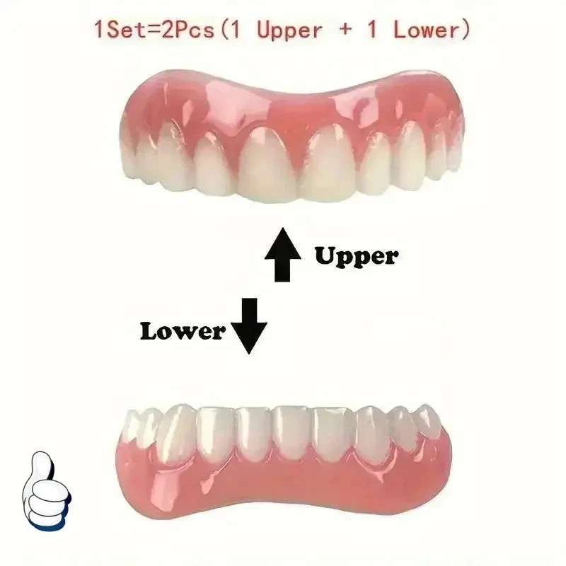 Smile Snap On False Teeth Upper Lower Dental Veneers Denture Tooth Cover Set