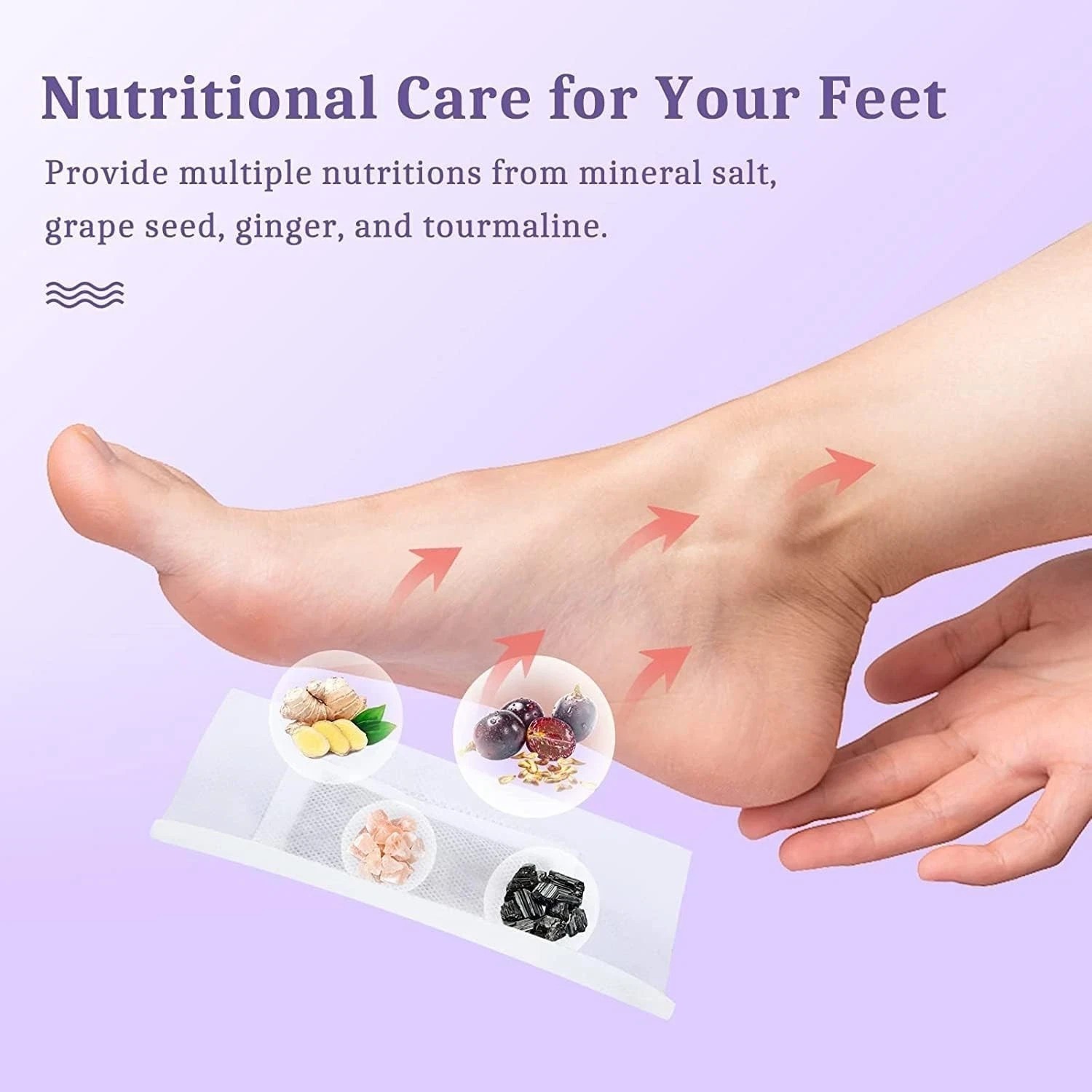 Ginger Bamboo Foot Pads Detox Patch Pain Relief Better Sleep 50 Pads (Pack 5)