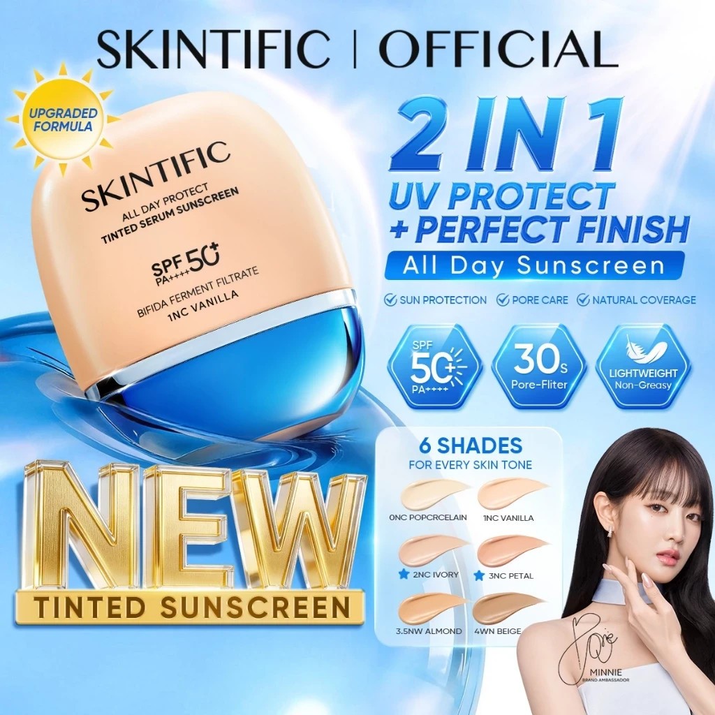 All Day Protect Tinted Serum Sunscreen SPF50+ PA++++ Glow Finish 6 Shades 30ml