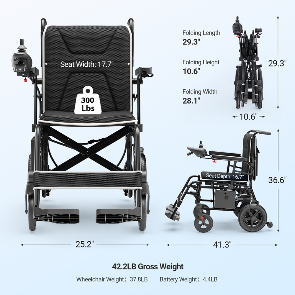 4 Wheels Mobility Scooter Power Wheel Chair Electric Device Compact for Travel