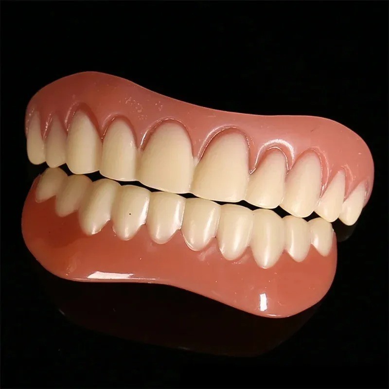 Smile Snap On False Teeth Upper Lower Dental Veneers Denture Tooth Cover Set