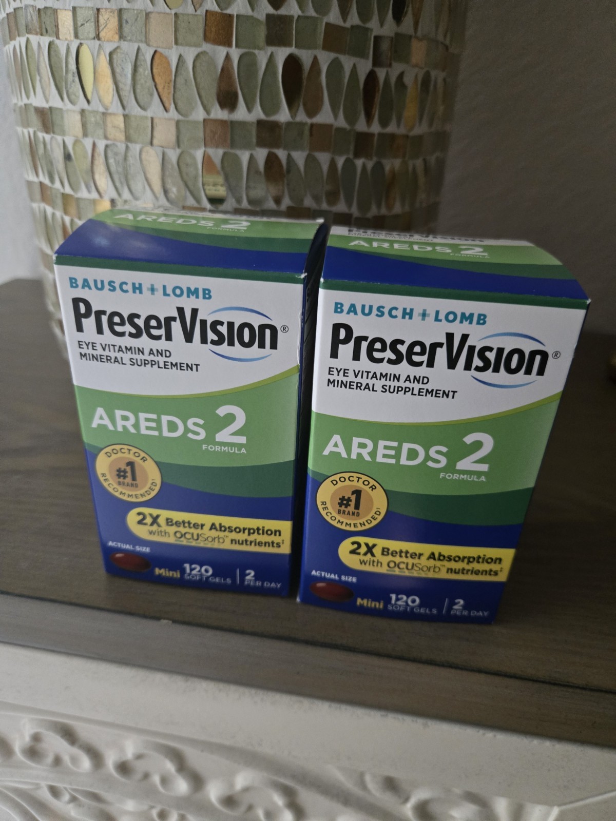 2-Pack PreserVision AREDS 2 120Ct Mini Soft Gels Eye Supplement Exp 10/2027