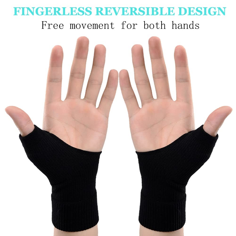 Thumb Wrist Arthritis Gloves 2Pcs, Elastic Compression Sleeves Fingerless Glo…