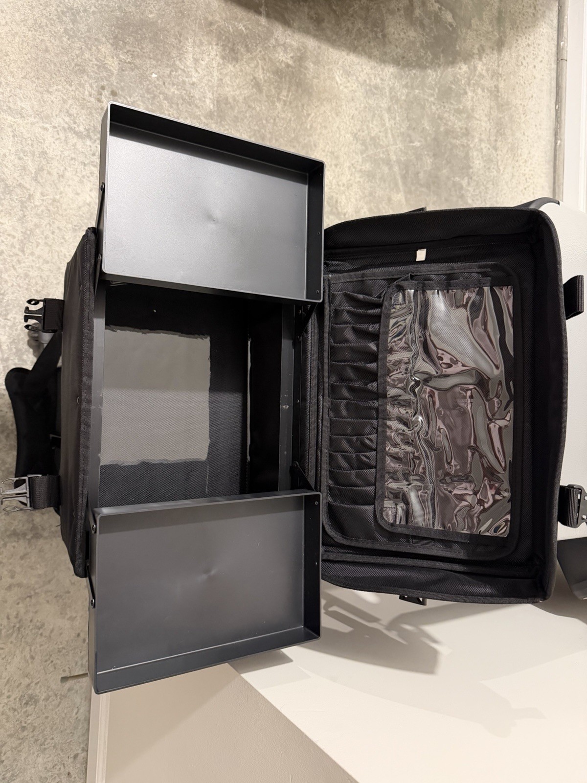 Black Nylon Rolling Makeup Case Organizer w/ Mirror, Compartments, Handle