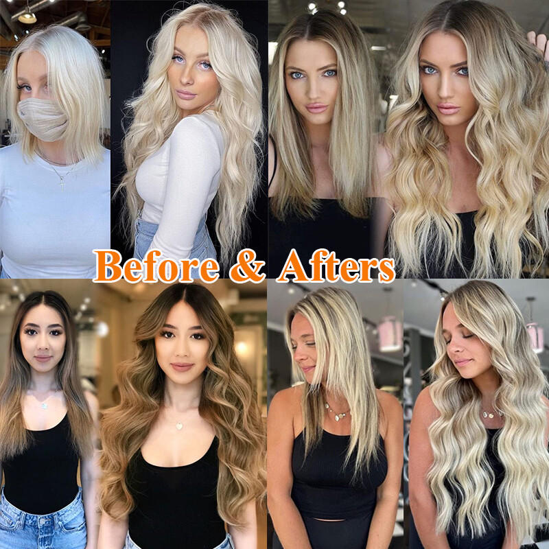 200G Extra Thick Double Weft Clip In Remy Human Hair Extensions Full Head Blonde
